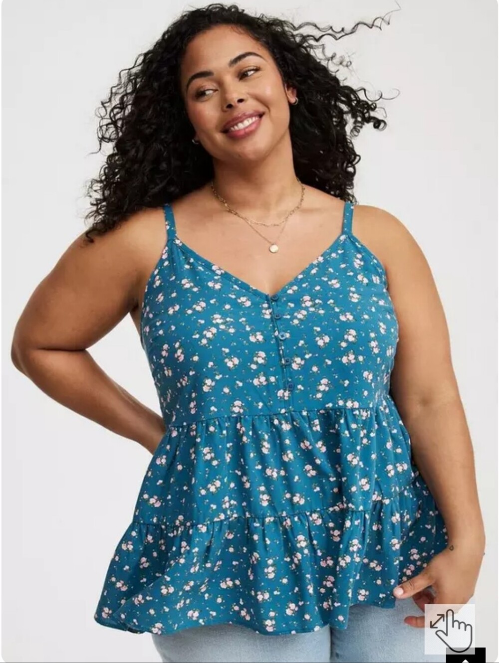 torrid Teal Blue Floral Tiered Cami